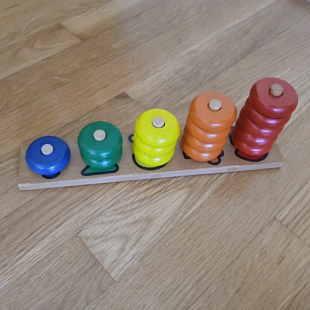 Wooden Number Colored Circle from 1 - 5 Used